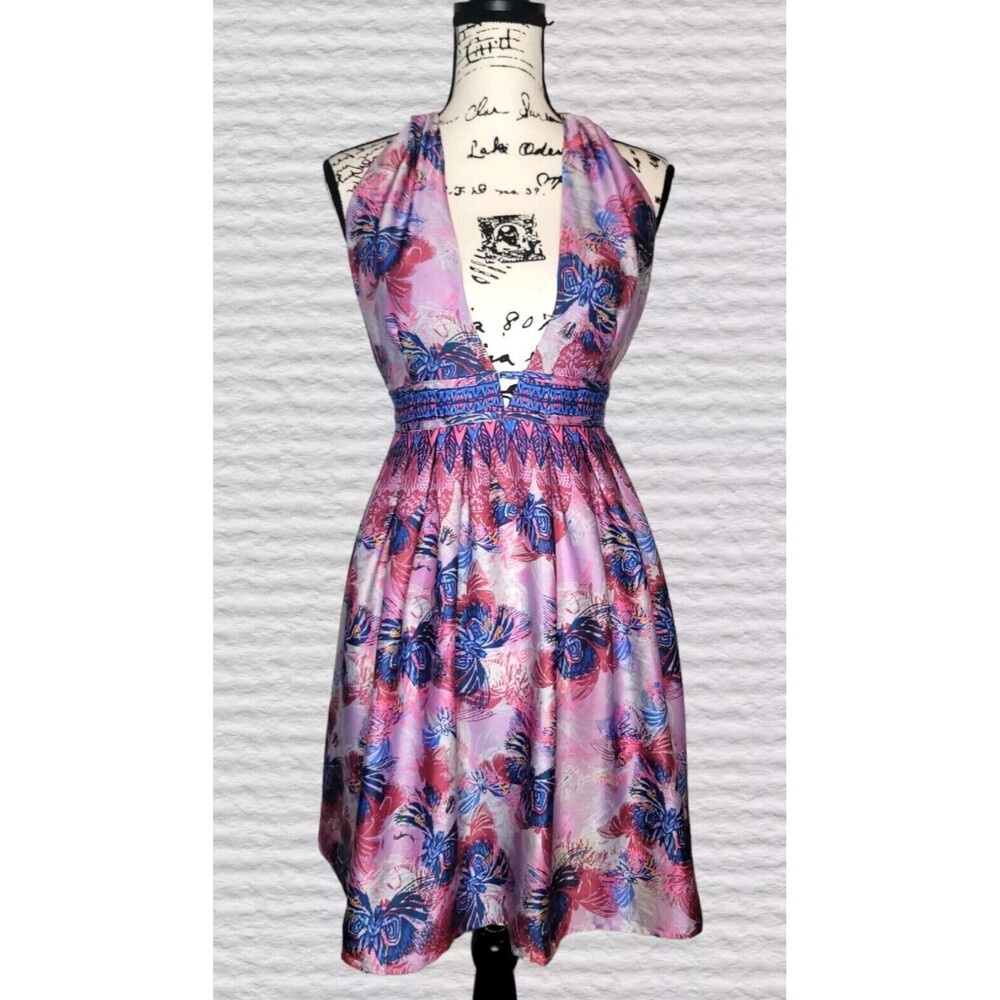 Free People Tropical Daydream Mini Dress Women MED Purple Peacock Open Back